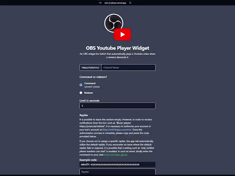 Cover image for OBS Youtube Player Widget