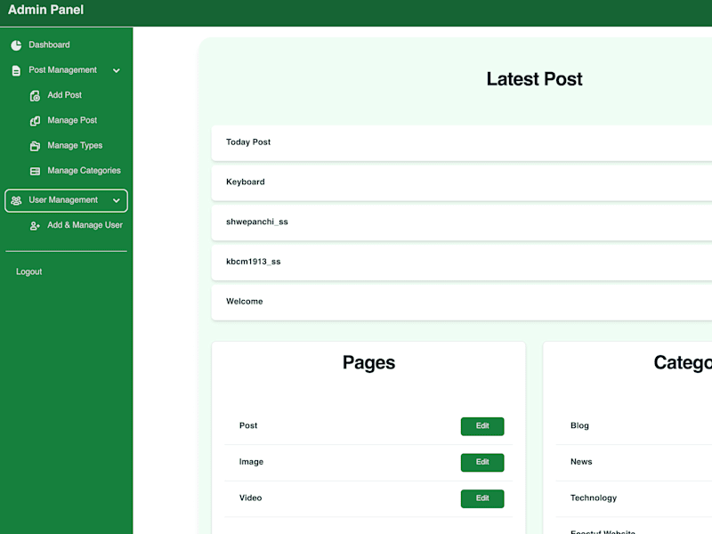 Cover image for Website with admin panel developed with Laravel & Tailwin CSS