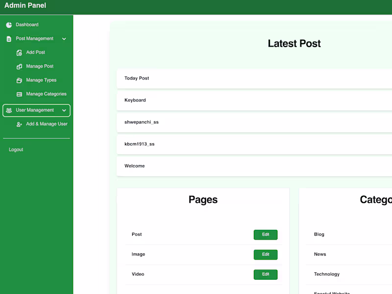 Cover image for Website with admin panel developed with Laravel & Tailwin CSS