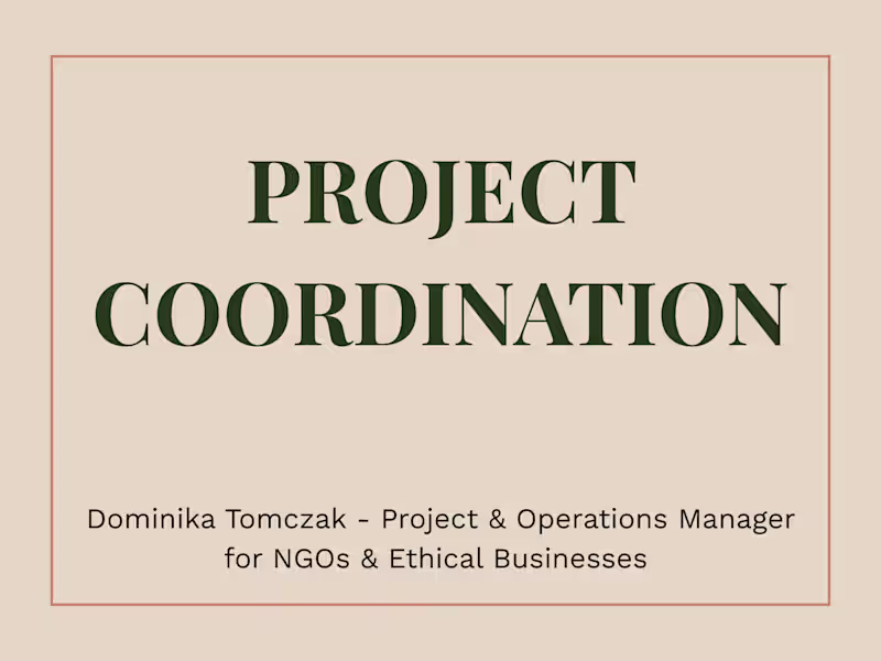 Cover image for Project Coordination