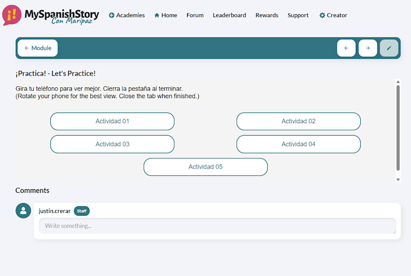Cover image for Responsive HTML Activity Launcher for My Spanish Story