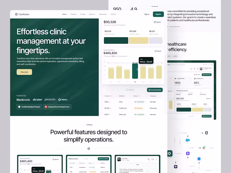 Cover image for SaaS for Clinic Management (Landing Page)