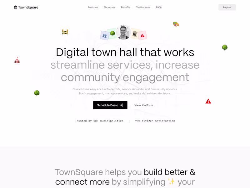 Cover image for TownSquare: Framer Website, Dashboard, Motion, and Branding.
