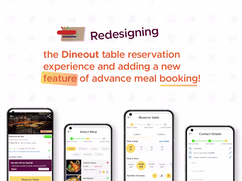 Cover image for Redesigning DineOut App Table reservation flow UI/UX