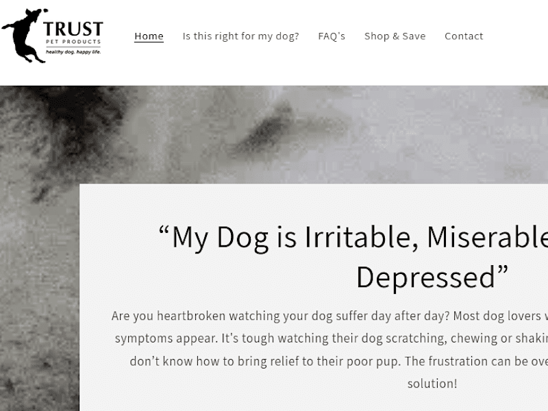 Cover image for Sales Page for Dog Health Supplement