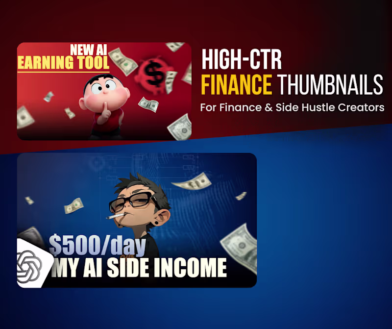 Cover image for High-CTR Finance & Side Hustle Thumbnail Design for YouTube