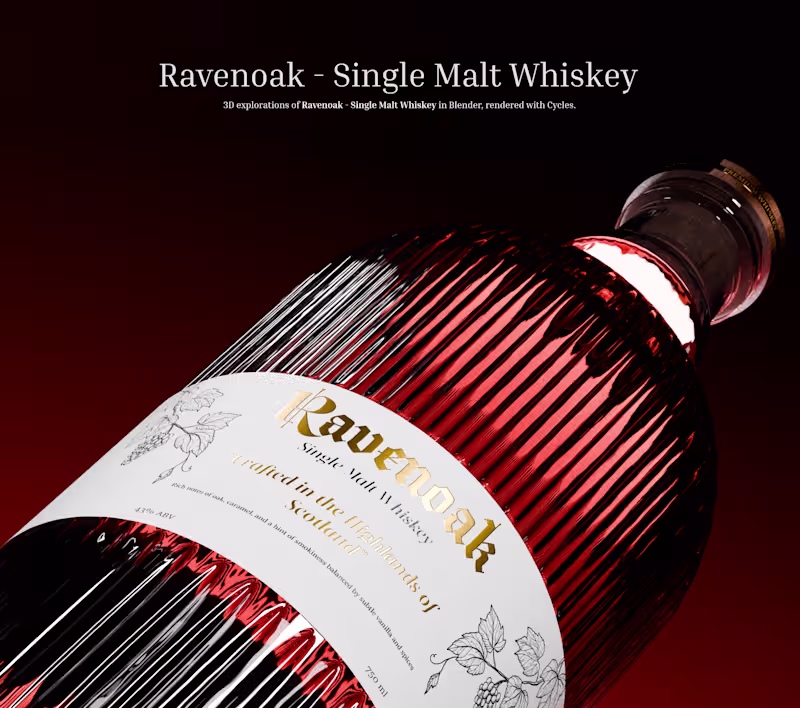 Cover image for Revenoak Whiskey: Distilling Bold 3D Elegance