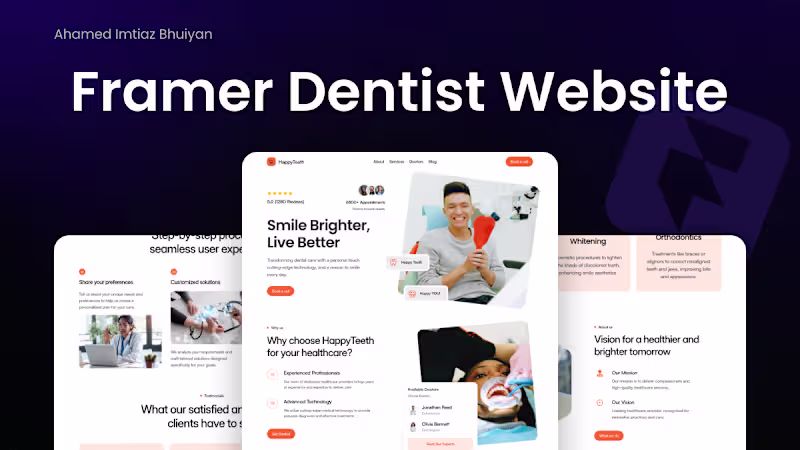 Cover image for HappyTeeth Dentist website made in Framer
