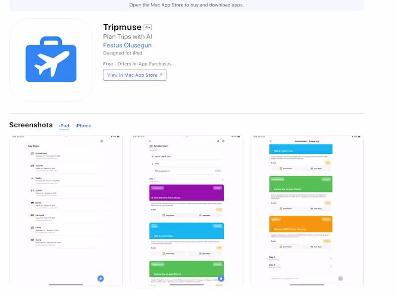 Cover image for TripMuse - AI-Powered Travel Planning