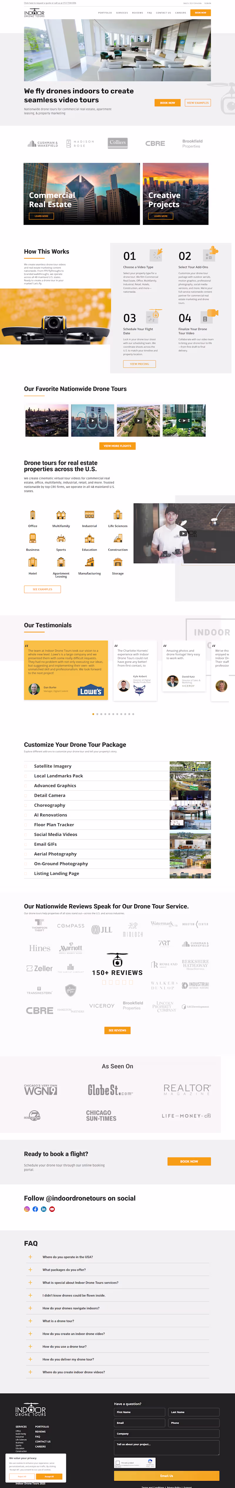 Cover image for I designed and developed the Indoor Drone Tours website to h...
