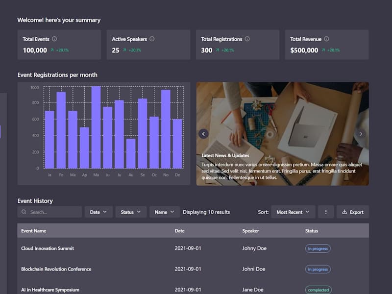 Cover image for Event management dashboard