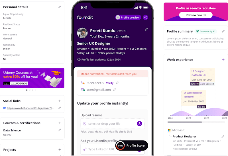 Cover image for Revamping the User Profile Experience at Foundit