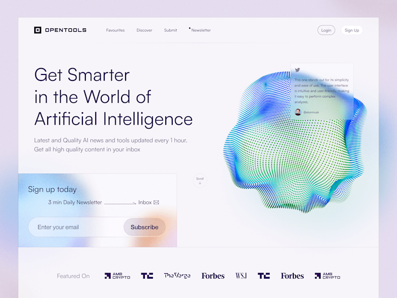 Cover image for Opentools Newsletter Landing Page UI