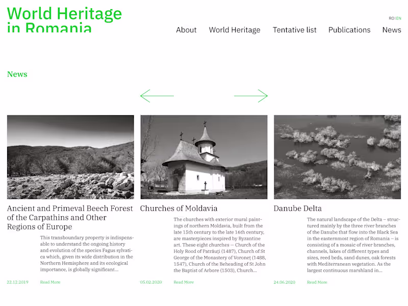 Cover image for World Heritage in Romania | UX/UI