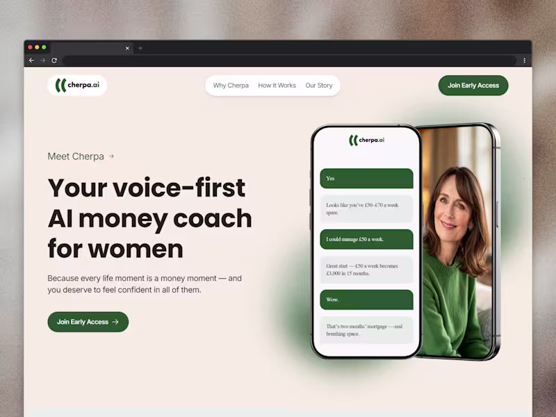Cover image for Cherpa AI – Voice First Money Coach for Women