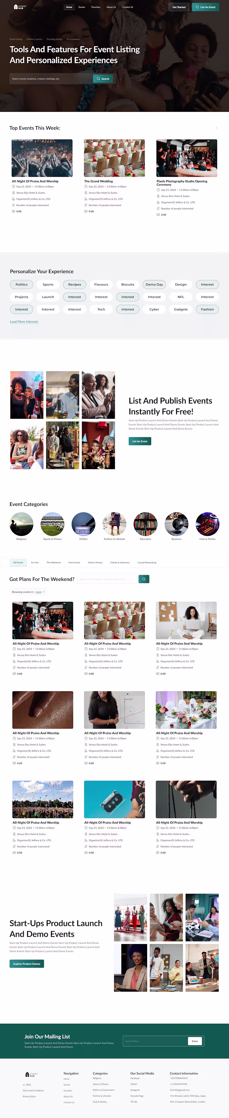 Cover image for EventHub Website Design