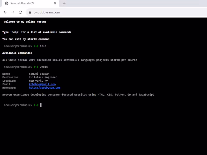 Cover image for Terminal CV