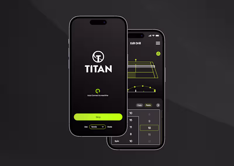 Cover image for Titan Tennis: Redesigning their ball machine application