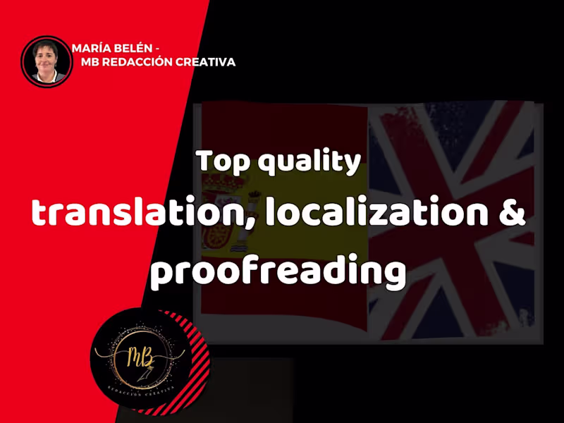 Cover image for English-Spanish translation, localization & proofreading (Spain)
