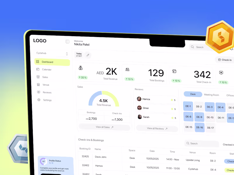Cover image for Dashboard for Coworking Places