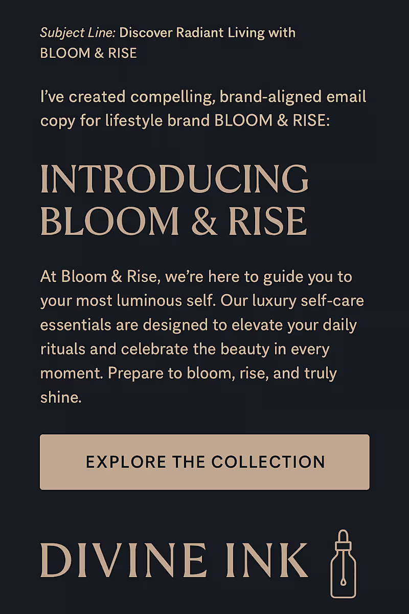 Cover image for Bloom & Rise: Email Copy for a Wellness Brand