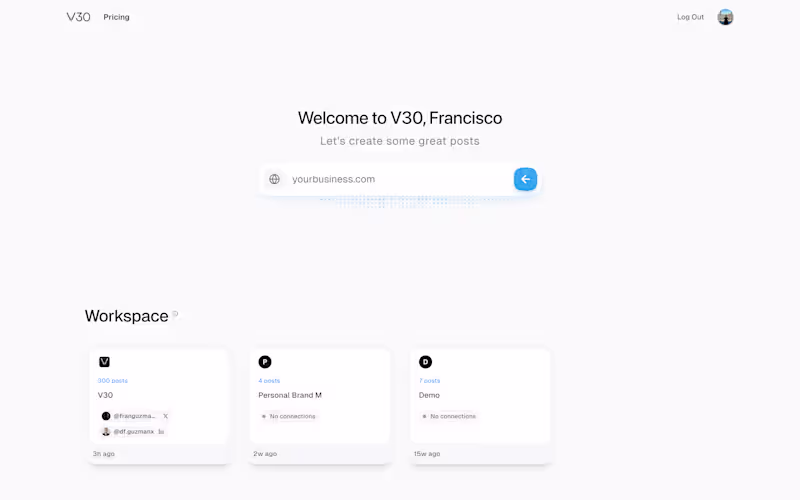 Cover image for V30.ai (https://V30.ai) home screen