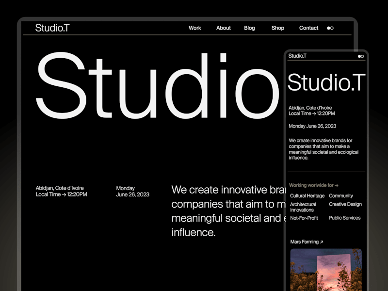 Cover image for Studio.T- Framer Landing Page Development