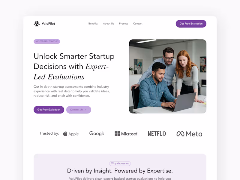 Cover image for ValuPilot - Landing Page Design