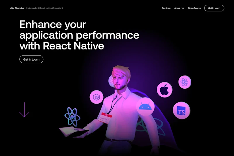 Cover image for Personal portfolio for a React Native developer, made in Spline