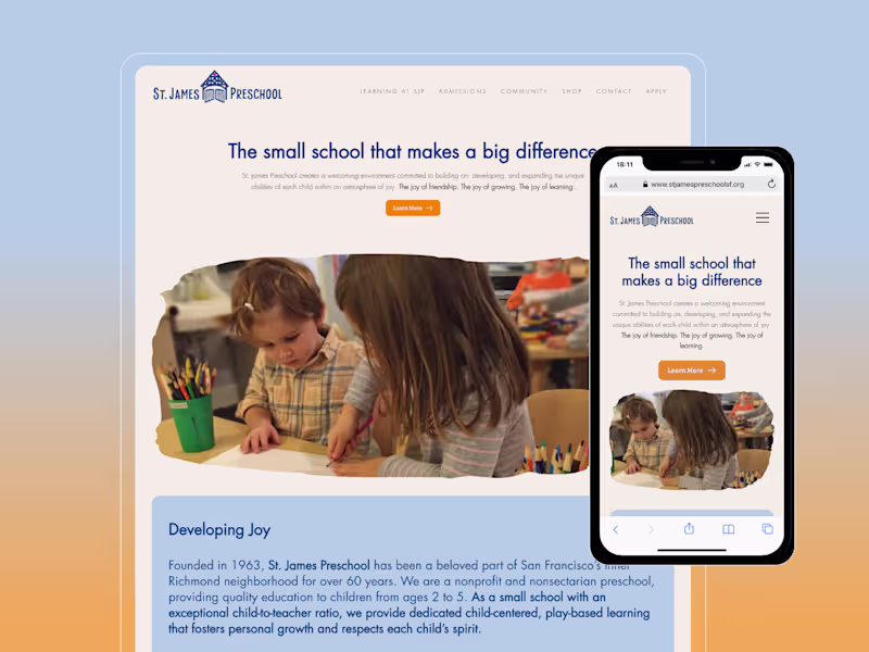 Cover image for Website Redesign for a San Francisco Preschool