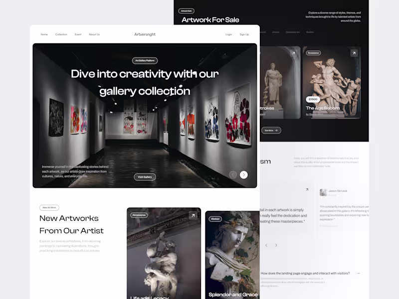 Cover image for Artversnght - Art Gallery Landing Page