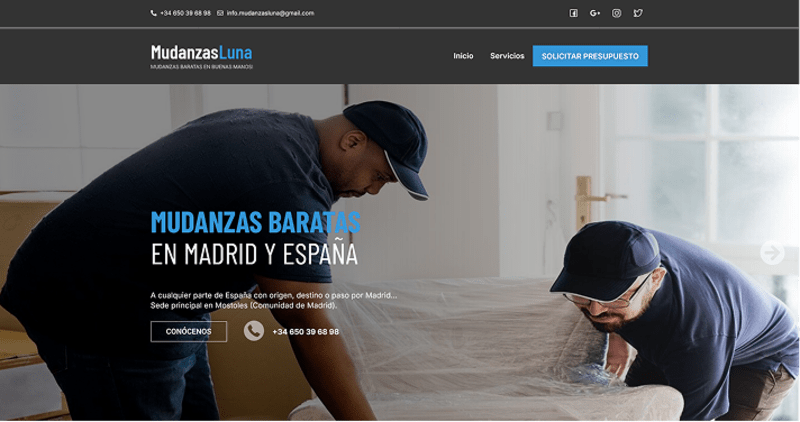 Cover image for Mudanzas Luna | One-Page WordPress Website for a Moving Company