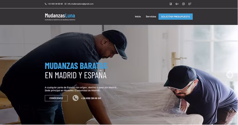 Cover image for Mudanzas Luna | One-Page WordPress Website for a Moving Company
