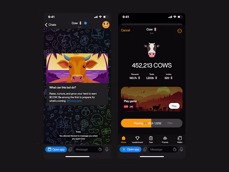 Cover image for Cow 🐮- Web3 Telegram Mini Game