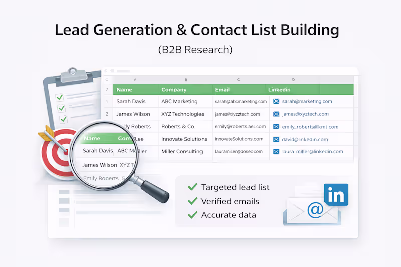 Cover image for Lead Generation & Contact List Building (B2B Research)