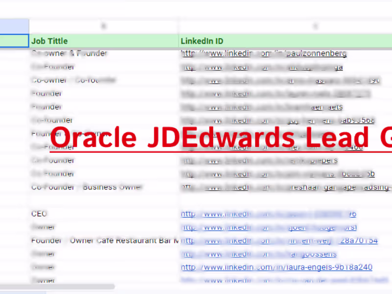 Cover image for Oracle JDEdwards Lead Generation
