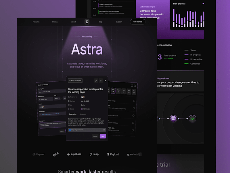 Cover image for Astra Website Dark Mode UI Design