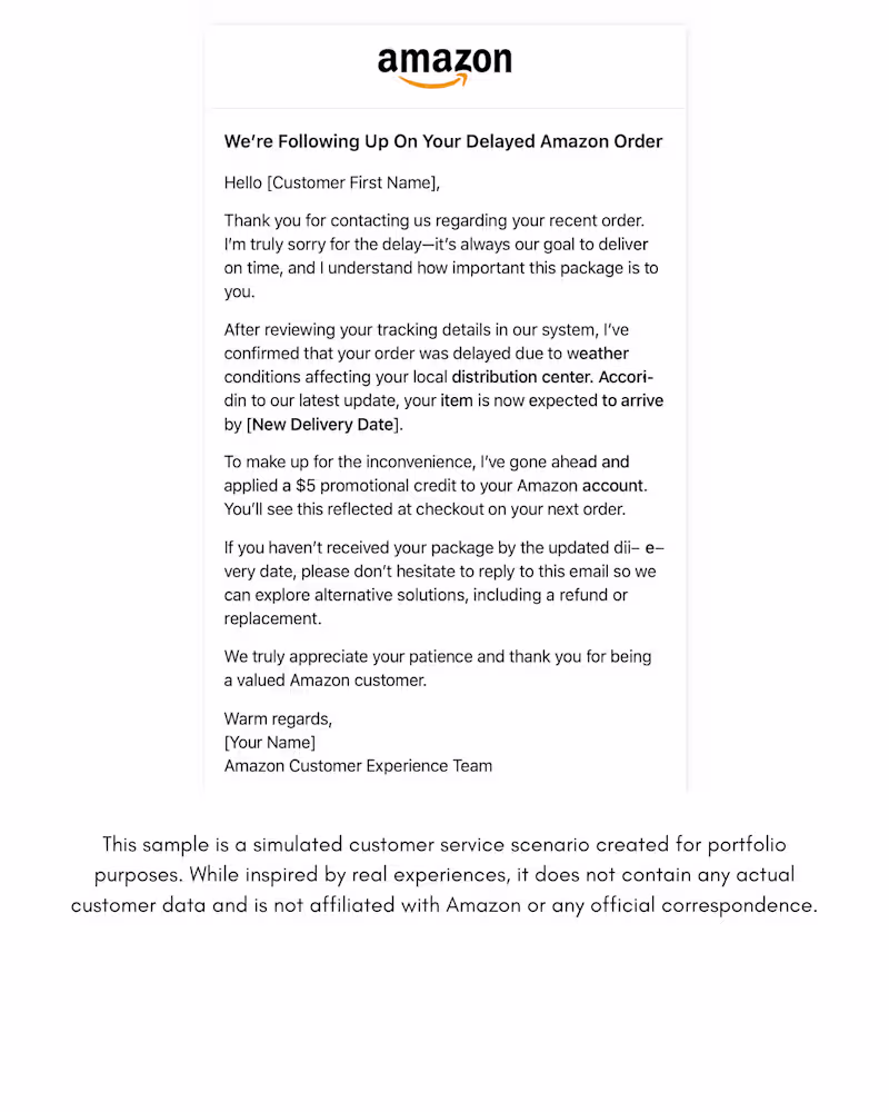Cover image for Resolving a Delayed Amazon Order via Email