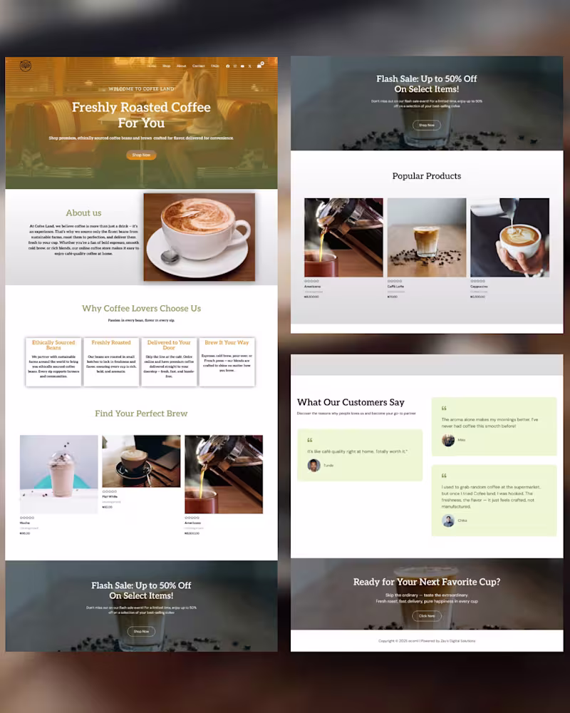 Cover image for website design and development for cofeeland