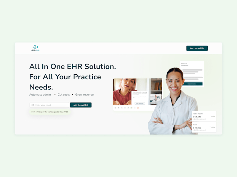 Cover image for WithinEHR Landing Page Design
