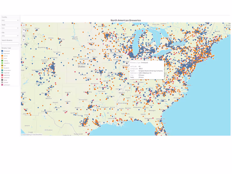 Cover image for Interactive Tableau Map – U.S. & Canada Breweries