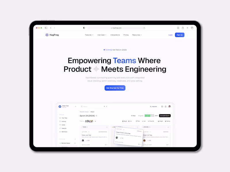 Cover image for HugFrog – SaaS Landing Page for Project Management Tools