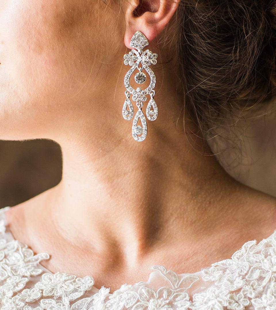 Long diamond hot sale earrings designs