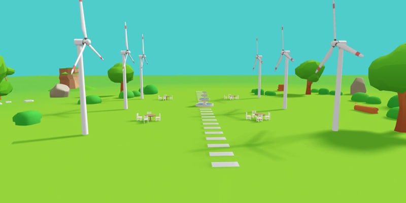Cover image for 3D Animated Environment with Wind Panels – Built in Spline