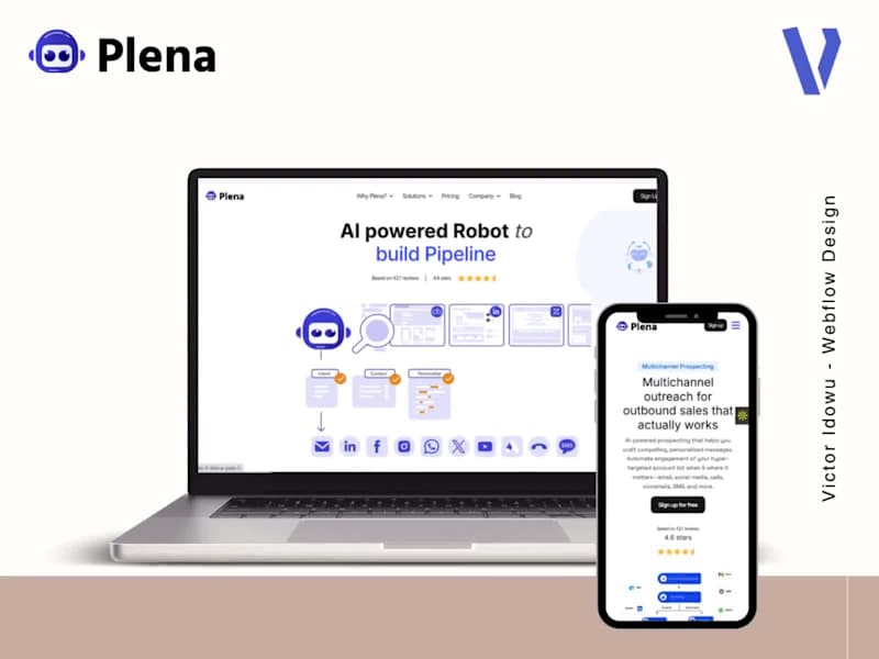Cover image for PLENA AI-Powered Sales Automation - SaaS Webflow Website