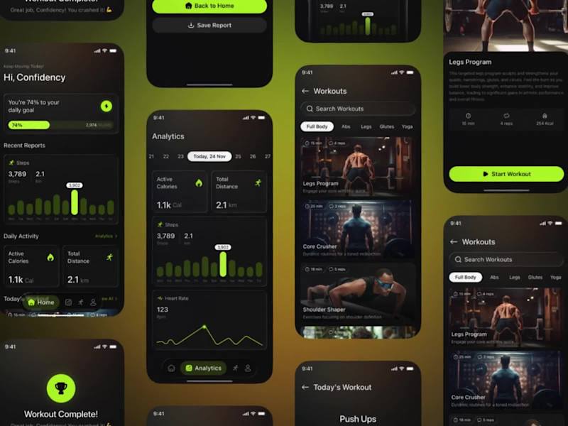 Cover image for Just wrapped a clean and energetic fitness app design built ...