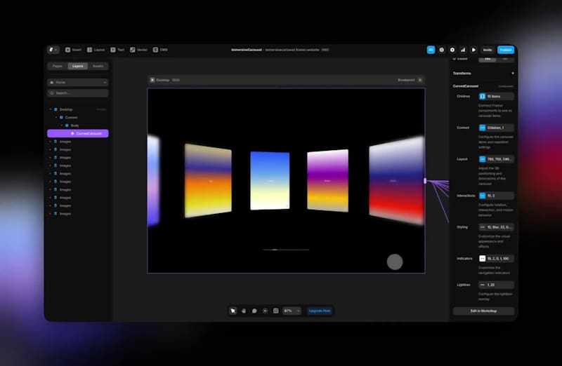 Cover image for Design a Cinematic Curved Perspective Carousel in Framer