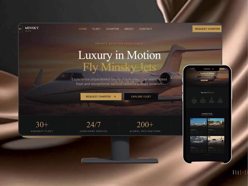 Cover image for Custom Website Design for Luxury Private Aviation Brand