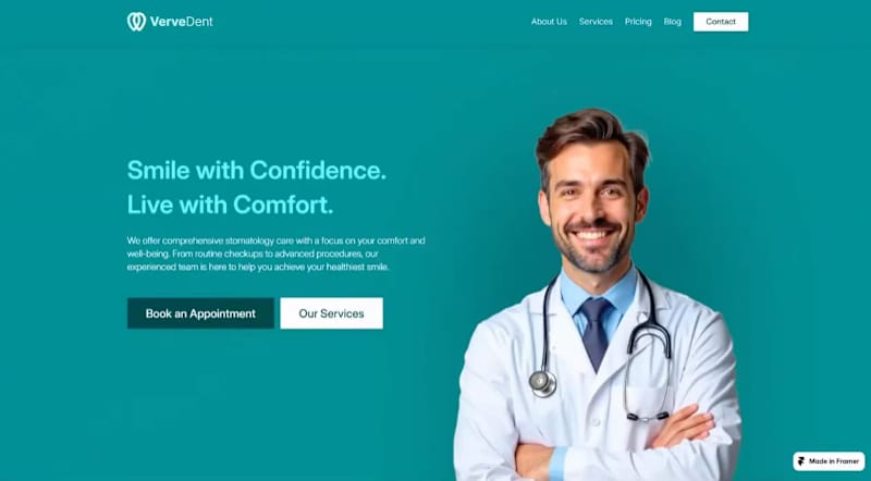 Cover image for VerveDent – Healthcare Website for Dental Clinic