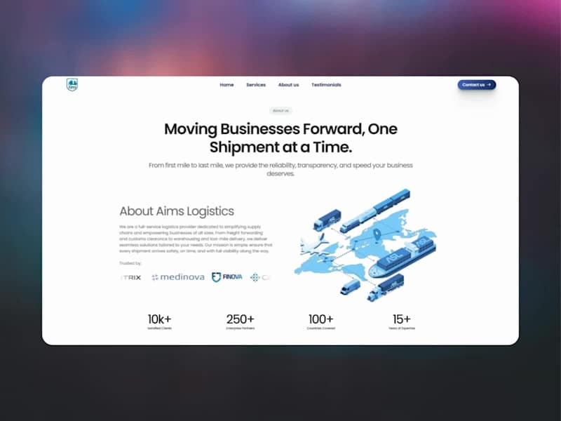 Cover image for AIMS Logistics Website Development (Framer)